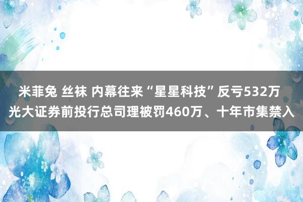 米菲兔 丝袜 内幕往来“星星科技”反亏532万 光大证券前投行总司理被罚460万、十年市集禁入