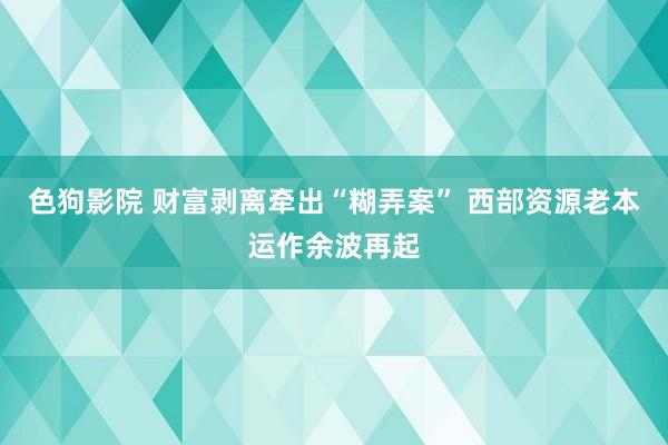 色狗影院 财富剥离牵出“糊弄案” 西部资源老本运作余波再起