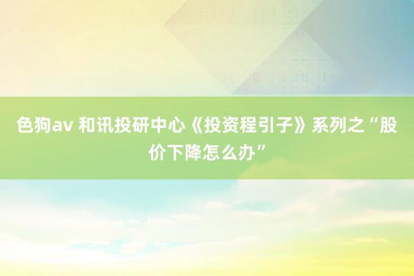 色狗av 和讯投研中心《投资程引子》系列之“股价下降怎么办”