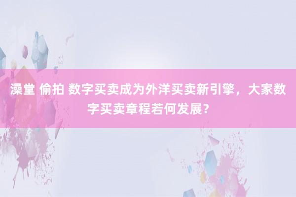 澡堂 偷拍 数字买卖成为外洋买卖新引擎，大家数字买卖章程若何发展？