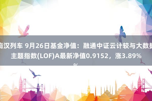 痴汉列车 9月26日基金净值：融通中证云计较与大数据主题指数(LOF)A最新净值0.9152，涨3.89%