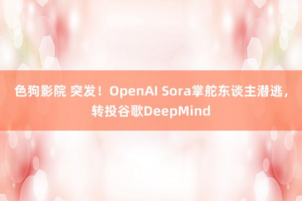 色狗影院 突发！OpenAI Sora掌舵东谈主潜逃，转投谷歌DeepMind