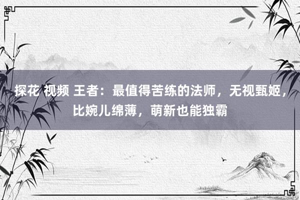 探花 视频 王者：最值得苦练的法师，无视甄姬，比婉儿绵薄，萌新也能独霸