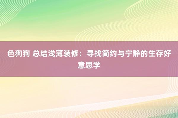 色狗狗 总结浅薄装修：寻找简约与宁静的生存好意思学