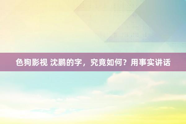 色狗影视 沈鹏的字，究竟如何？用事实讲话