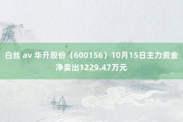 白丝 av 华升股份（600156）10月15日主力资金净卖出1229.47万元