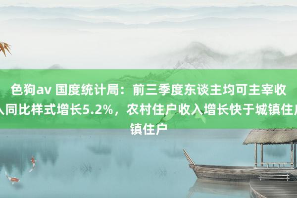 色狗av 国度统计局：前三季度东谈主均可主宰收入同比样式增长5.2%，农村住户收入增长快于城镇住户