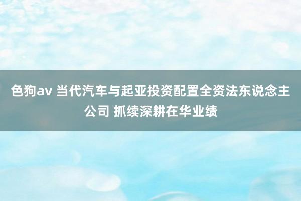 色狗av 当代汽车与起亚投资配置全资法东说念主公司 抓续深耕在华业绩