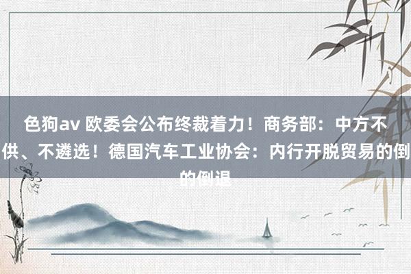 色狗av 欧委会公布终裁着力！商务部：中方不招供、不遴选！德国汽车工业协会：内行开脱贸易的倒退